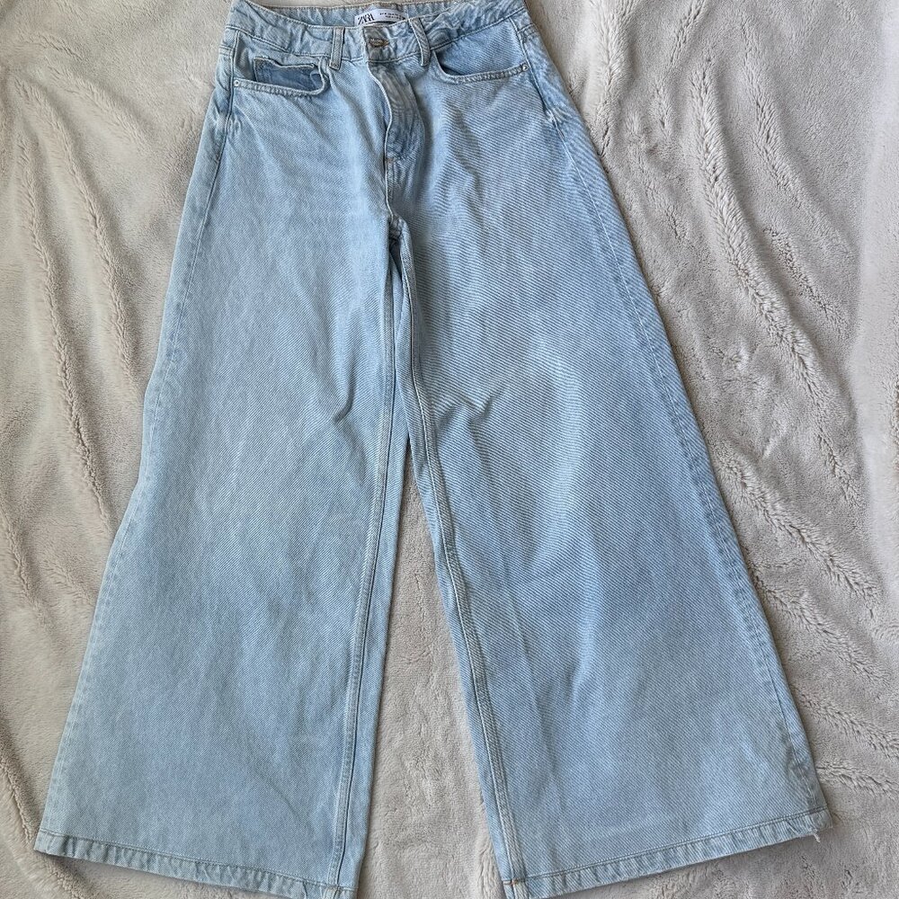 Zara Light Blue Flare & Wide Leg Jeans